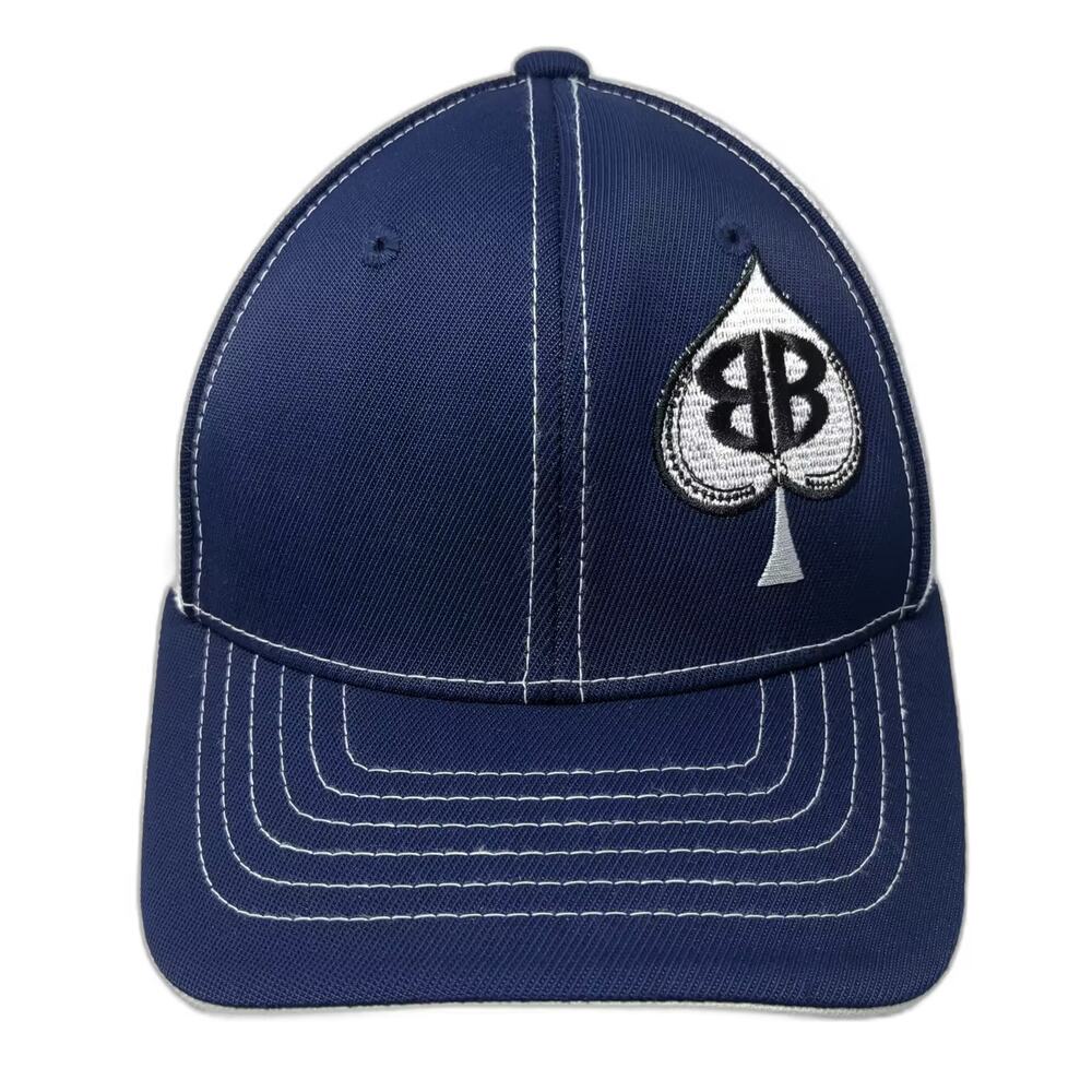 Pacific Headwear Baseball Cap Blue White OS Fitted Mesh Embroidered Spade Hat